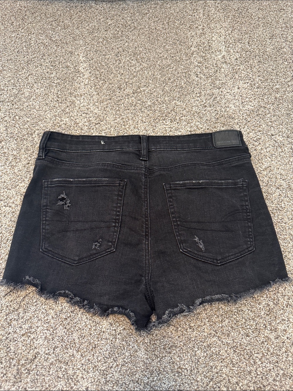 American Eagle Outfitters Black Distressed High-Rise Jean Shorts - Picture 3 of 3